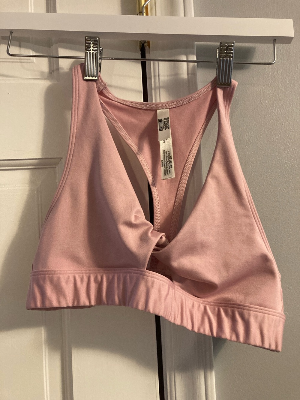 PINK Victoria's Secret Light Pink Twist-Front Sports Bra